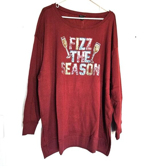 Torrid Fizz The Season Cozy Fleece Sweatshirt -Wine - Torrid 3 - NWT - Picture 2 of 10